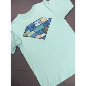 Diamond Supply Co Mens Mint Green Stained Glass Diamond Logo Graphic T-Shirt M